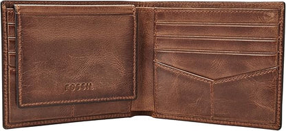Fossil Men's Derrick Leather RFID-Blocking Bifold Passcase with Removable Card Case Wallet