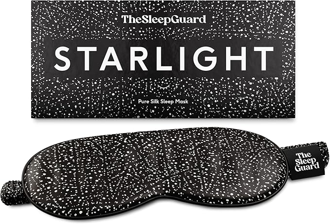 TheSleepGuard Pure Silk Sleep Mask [100% 6A Mulberry Silk, 22 Momme] Light Blocking Travel Essentials. Eye Masks for Sleeping. Black Oeko-Tex Blindfold. Eye Covers for Men & Women
