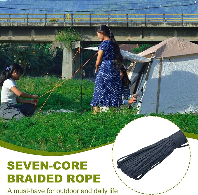 uxcell 4mm Nylon Rope, 10ft Portable Clothesline for Luggage and Backpack Tie Downs, Hanging Clothes, Swings, Camping and Mountaineering Tie Downs, Navy Glue