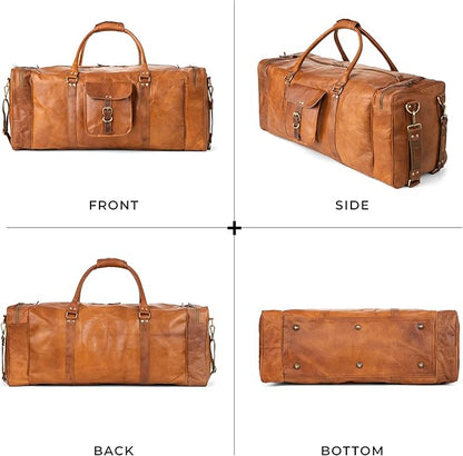 Berliner Bags Vintage Genuine Leather Duffle Bag New York XXXL for Travel or the Gym, Weekender, Travel Bag, Overnight Bag for Men and Women - Brown