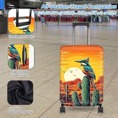Luggage Cover Protector for 26-28 Inch Suitcases, TSA Approved Elastic Travel Suitcase Covers, Anti-Scratch Washable Luggage Sleeve for Carry On & Checked Bags, Artistic Bird