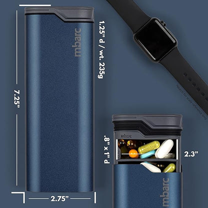 mbarc XL 7 Day Weekly Pill Organizer – Extra Large Capacity Pill Box - Premium Pillcase (XL, Matte Blue)