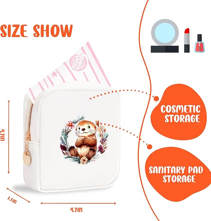 Sea Otter Mini Makeup Bag, Otter Gift For Women Girls, Cute Portable Zipper Pouch Cosmetic Bag For Teen Girls Kids, Small Storage Bag For Sanitary Pad, Period napkin bag!