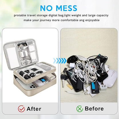 CILLA Electronic Organizer Travel Case, Travel Cord Organizer Case Portable Waterproof Cable Organizer Bag for Charger, Cord, USB, Power Bank, Earphone