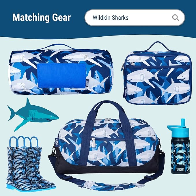 Wildkin ECO rPET 17-inch Large Backpack – Sustainable, Padded, Adjustable – Sharks