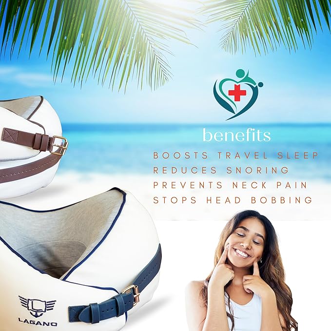 Lagano Softest Luxury Travel Pillow - Adjustable Easy to Clean Memory Foam Travel Neck Pillow - Ergonomic Airplane Travel Pillow - Best Airplane and Office Cervical Support Pillow