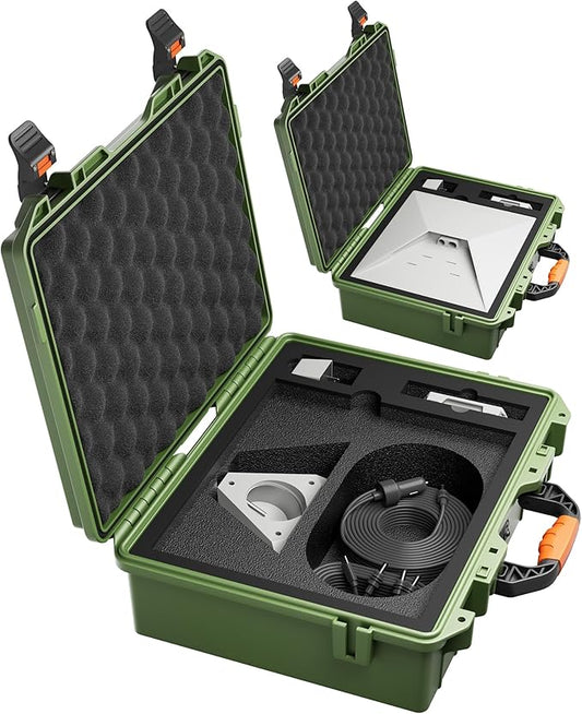 Starlink Mini Case, Hard Waterproof Travel Case for Mini Starlink with Molded Foam for Accessories, Lockable Storage Bag Green