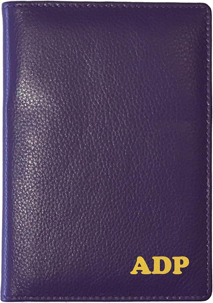 Personalized Monogrammed Dark Purple Leather RFID Passport Wallet