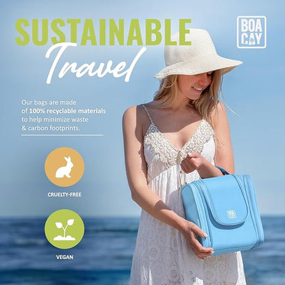 BOACAY Hanging Travel Toiletry Bag for Women and Men, Makeup Bag, Bathroom & Shower Organizer Kit for Accessories, Cosmetics, Travel Essentials