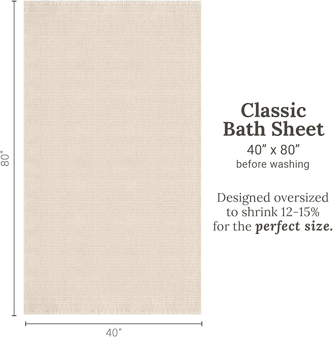 GILDEN TREE Waffle Bath Sheet Large Bath Towels Quick Dry Thin Body Towels, 40x80 Oversized Bath Towels for Adults, Classic Style (Cream)