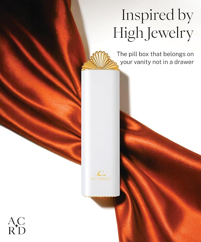 Premium Weekly Pill Organizer, 7-Day Compact Pill Case for Purse, Lightweight Gold Aluminum Pill Box for Vitamins, Medicine, Supplements, Luxury Wellness Gift