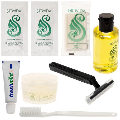 Moda West 96 Hygiene Kits - Bulk Case of Wholesale Basic Toiletry Kits for Men, Women, Travel, Charity 8 Pc Kit