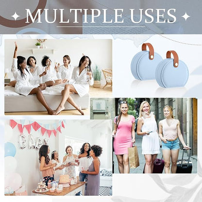 Weysat 12 Pack Travel Jewelry Case Mini Leather Bridesmaid Jewelry Gift Box Bulk Small Earring Storage Organizer (Blue)