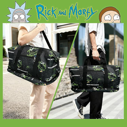 Rick and Morty Travel Duffel Bag with Bold Graphic Design, Durable Construction, Large Storage Space, Adjustable Shoulder Strap, Ideal for Travel, Gym and Outdoor Adventures