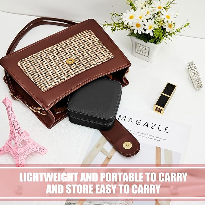 Taiyin 12 Pcs Travel Jewelry Case Box Bridesmaid Gifts Bulk Travel Jewelry Cases Boxes Small Jewels Organizers Mini Accessories Ornaments Storage for Women Girls Wedding Gifts (White,Black)