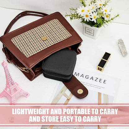 Taiyin 6 Pcs Travel Jewelry Case Box Bridesmaid Gifts Bulk Travel Jewelry Cases Boxes Small Jewels Organizers Mini Accessories Ornaments Storage for Women Girls Wedding Gifts (Black,White)