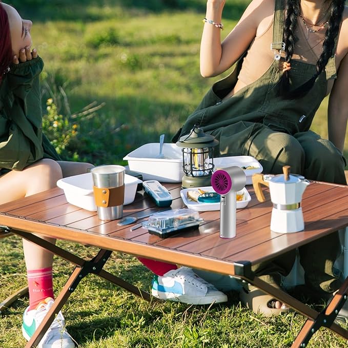 Portable Handheld Fan, Speed (1-100) Adjustable Turbo Personal, 4000mAh Battery Rechargeable Cooling Fan, Digital Display, Gifts for Women Men Travel/Camping/Outdoor (Iron/Fuchsia)