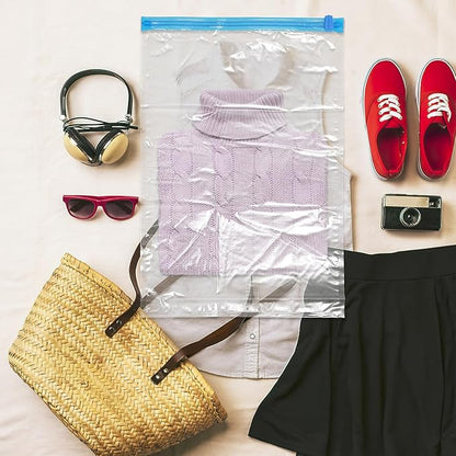 FAVOMOTO 6pcs Hand-rolled Compression Bags Capacity Travel Storage Vacuum Bags for Clothes Bedding Comforters Pillows Space Saver Organizers for Luggage and Suitcases