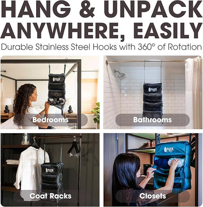 Pack Gear Hanging Suitcase Organizer - Our Large Hanging Luggage Organizer Fits Any Suitcase - Our Packing Cubes For Travel Uses Mesh Windows to Make it Easy to Find your Clothes (Black, L)