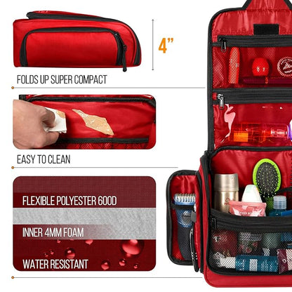 Travel Toiletry Bag for Men and Women - Large Hanging Toiletry Organizer - Waterproof Hygiene Bag with Metal XXL Swivel Hook, with Sturdy Zippers and 19 Compartments for Toiletries, Makeup, Cosmetics