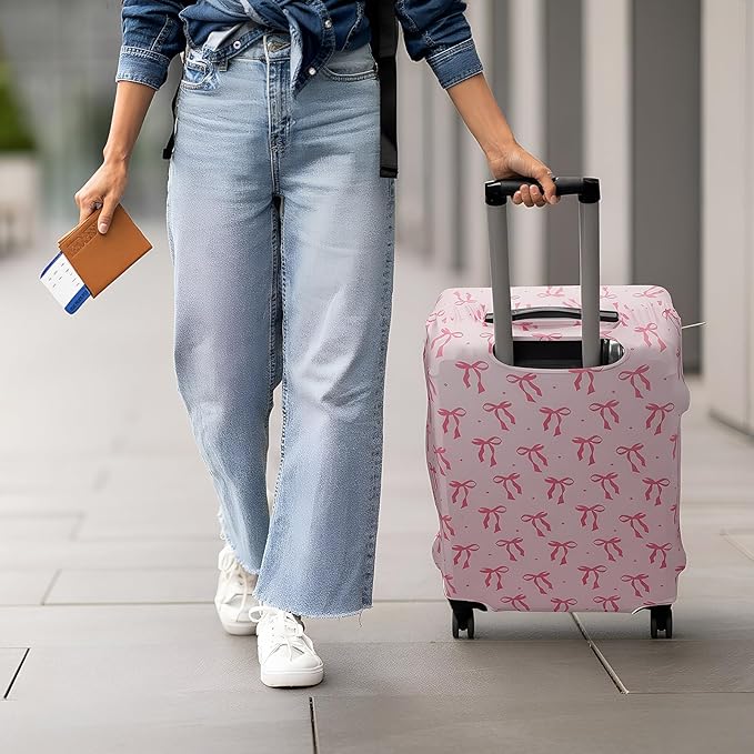 Sherr 3 Pieces Travel Luggage Cover Suitcase Protector Anti Scratch Suitcase Washable Baggage Covers (S/medium/l,Pink Bow,Pink)