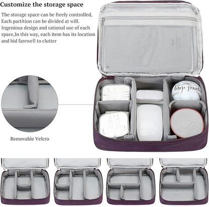 MIRLEWAIY Waterproof Cable Organizer Travel Portable Electronics Accessories Carrying Bag Storage Case for Hard Drives, Cords, Charger, Phone, USB, SD Card, Gray