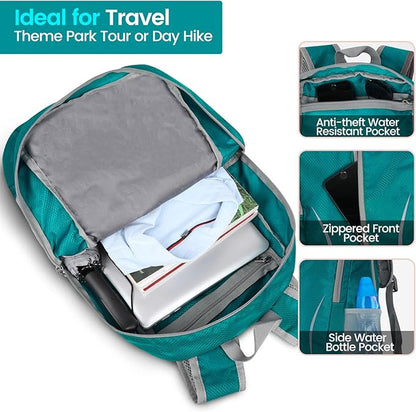 ZOMAKE Ultra Lightweight Packable Backpack 25L, Foldable Hiking Backpacks Water Resistant Small Folding Daypack for Travel(Lake Green)