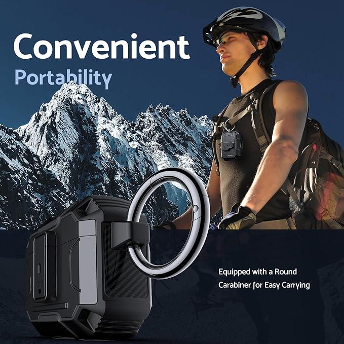 DASFOND Armor Cover Airpods 3 Generation Case, Military Grade Full Body Shockproof Protection Hard Case, Support Wireless Charging with Keychain, Magnetic Lid, Front LED Visible, Black