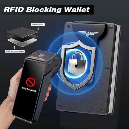 Minimalist Wallet for Men, Metal Wallet with Money Clip, Slim Compact Wallet, RFID Blocking Card Holder, Metal Aluminum Credit Card Holder, Holds up to 20 Cards