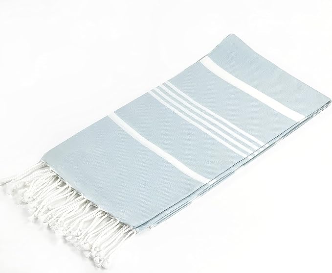 Beach Towel 100% Cotton Turkish Beach Towel Adult 38x70 Inch Pre-washed Absorbent Extra Large|Sand Free Quick Dry BathTowels|Lightweight Blanket|Travel Cruise Camping Spa Gym Yoga Towel|BabyBlue