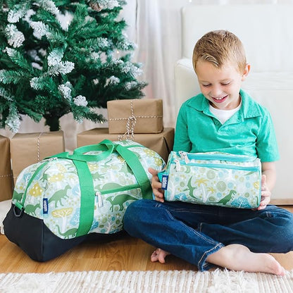 Wildkin Kids Overnighter Duffel Bag – Carry-On Size, Ideal for School & Sleepovers – Dinomite Dinosaurs