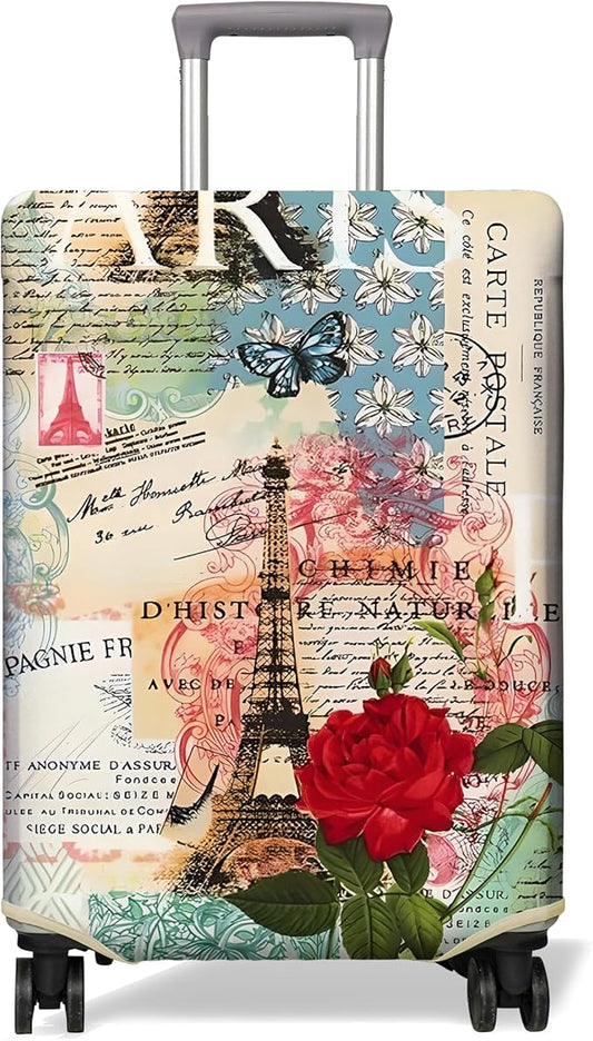 Travel Luggage Cover Suitcase Protector Fits 18-32 Inch Wheel Covers PatternedTravel Related Items Flower Luggage Protector Elastic L