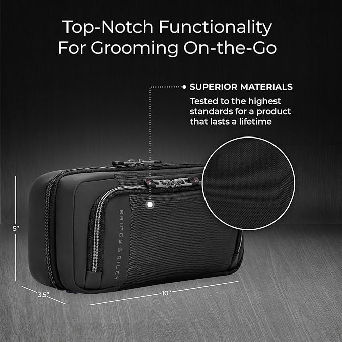 Briggs & Riley Toiletry Kit - Travel Bags for Women & Men, Organizer for Vacation, Dopp Kit for Bathroom Accessories, Makeup, & Skincare