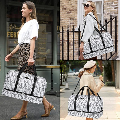 IBFUN Weekender Bags for Women, Travel Duffle Bag with Shoe Compartment Carry on Weekender Overnight Duffel for Weekend Travel Business Trip 3PCS