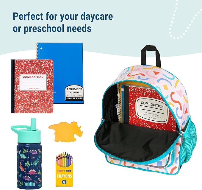 Wildkin 12-inch Kids Backpack – Padded, Adjustable, Ideal for Daycare & Travel - Confetti Peach