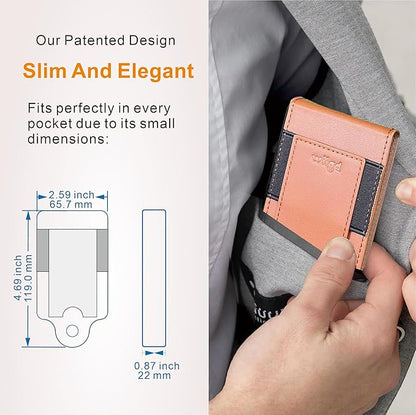 RFID Blocking Leather Wallet with Patented Rotating Card Holder – (5+3) 8 Card Slots, ID Window & Cash Pocket | Patented Anti-Theft Design (Brown)