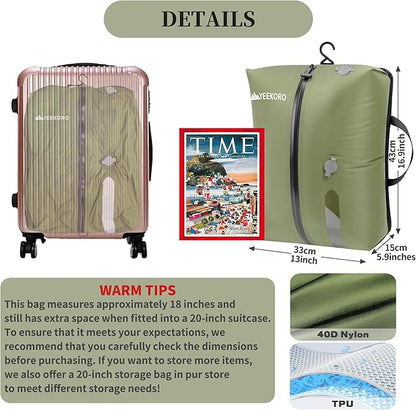 Vacuum Bags for Travel, Professional IP67 Reusable Vacuum Compression Bags for Travel Suitcases and Backpack, Durable Space Saver Bag (2 PACK, No Pump)