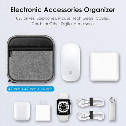 FINPAC Charger Case for Macbook, Small Electronic Organizer Bag for MacBook Power Adapter, Portable Pouch Travel Storage for Laptop Accessories, Magic Mouse, USB Drives, GoPro, Gadgets - Gray