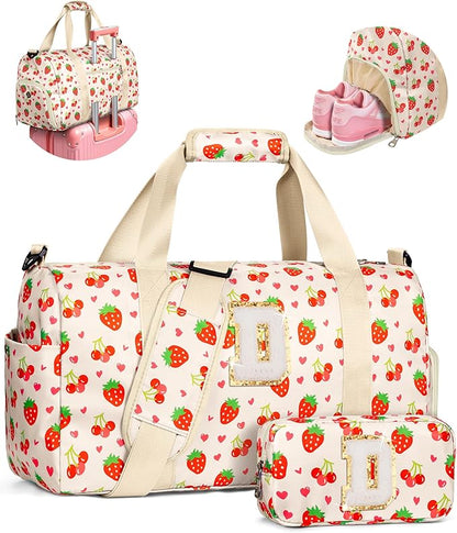 Dance Recital Gifts for 4-8, 8-12 Year Old Girls, Monogram Dance Bag for Girls Kids Teens, Unique Overnight Sleepover Travel Bag with Shoe Compartment, Detachable & Adjustable Strap