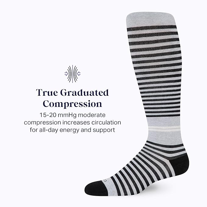 Comrad CloudCotton Knee High Socks - 15-20mmHg Graduated Compression Socks - Combed Cotton Support Socks