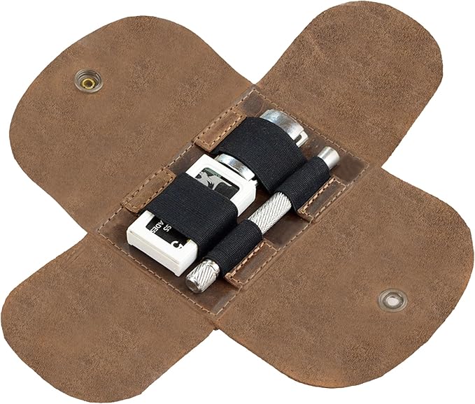 Hide & Drink, Leather Razor Case Wallet, Shaving Accessories, Personal Care Essentials, Handmade :: Bourbon Brown