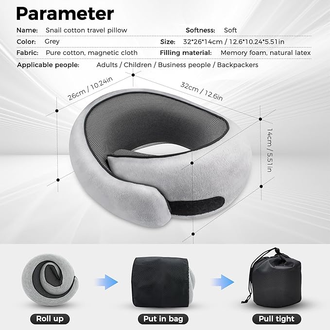 Neck Pillow for Traveling, Travel Pillows for Airplanes 2025 New 100% Pure Memory Foam, Neck Pillow Airplane with 360º Ergonomic Design, Travel Neck Pillows for Airplanes, Office and Car