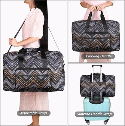 F.FETIVIN Weekender Bag Carry On Travel Duffle Medium Overnight Bag for Women (Wavy Stripes)