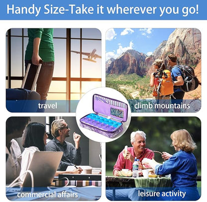 Weekly Pill Organizer 2 Times a Day, Zumd Pill Box 7 Day with Cute Quilted Fabric Zipper Case, Travel Pill Case Am Pm for Vitamin Medicine Organizer