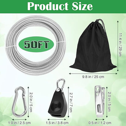 Windspeed 50Ft Retractable Clothesline Outdoor Heavy Duty Travel Clothesline Retractable Clothes Line for Outside Travel Camping Clothes Line, Galvanized Steel Material, with 10 Clips, Storage Bag