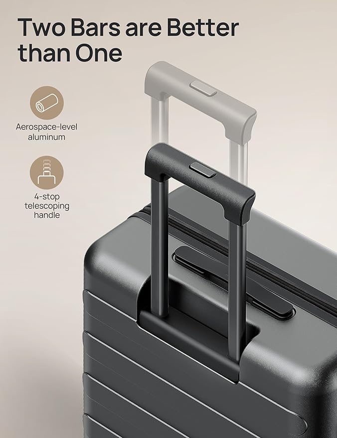 NINETYGO Carry On Luggage 22x14x9 Airline Approved, 20 Inch Luggage with Smooth Spinner Wheels, Expandable, Hard Shell PC Suitcase, Lightweight Travel Luggage, TSA Approved (Black, Rhine Max)