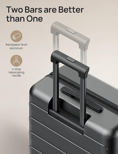 NINETYGO Luggage Sets 3 Piece, Carry On Luggage Airline Approved, Medium Large Checked Luggage with Spinner Wheels, Expandable, Hard Shell PC Suitcase Sets, TSA, 20in/24in/28in (Black, Rhine Max)