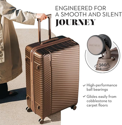 Nine West Zion 32 Inch Expandable Luggage for Extended Trips & Cruises, Large Hardshell Suitcase with 360° Spinner Wheels, Lightweight Rolling Travel Case Chocolate Martini