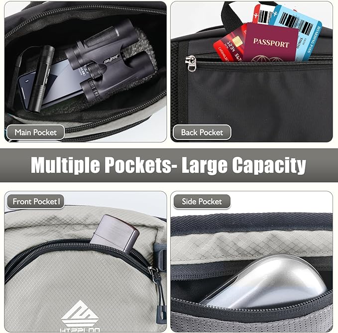 Fanny Pack Waist Bag with Water Bottle Holder for Men Women Running Hiking Travel Dog Walking Workout Cycling Outdoor (Grey)