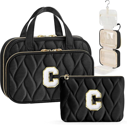 YOOLIFE Graduation Gifts for Her - Hanging Toiletry Bag for Women, Travel Toiletry Bag Makeup Bag, Personalized Travel Essentials for Women Black - C